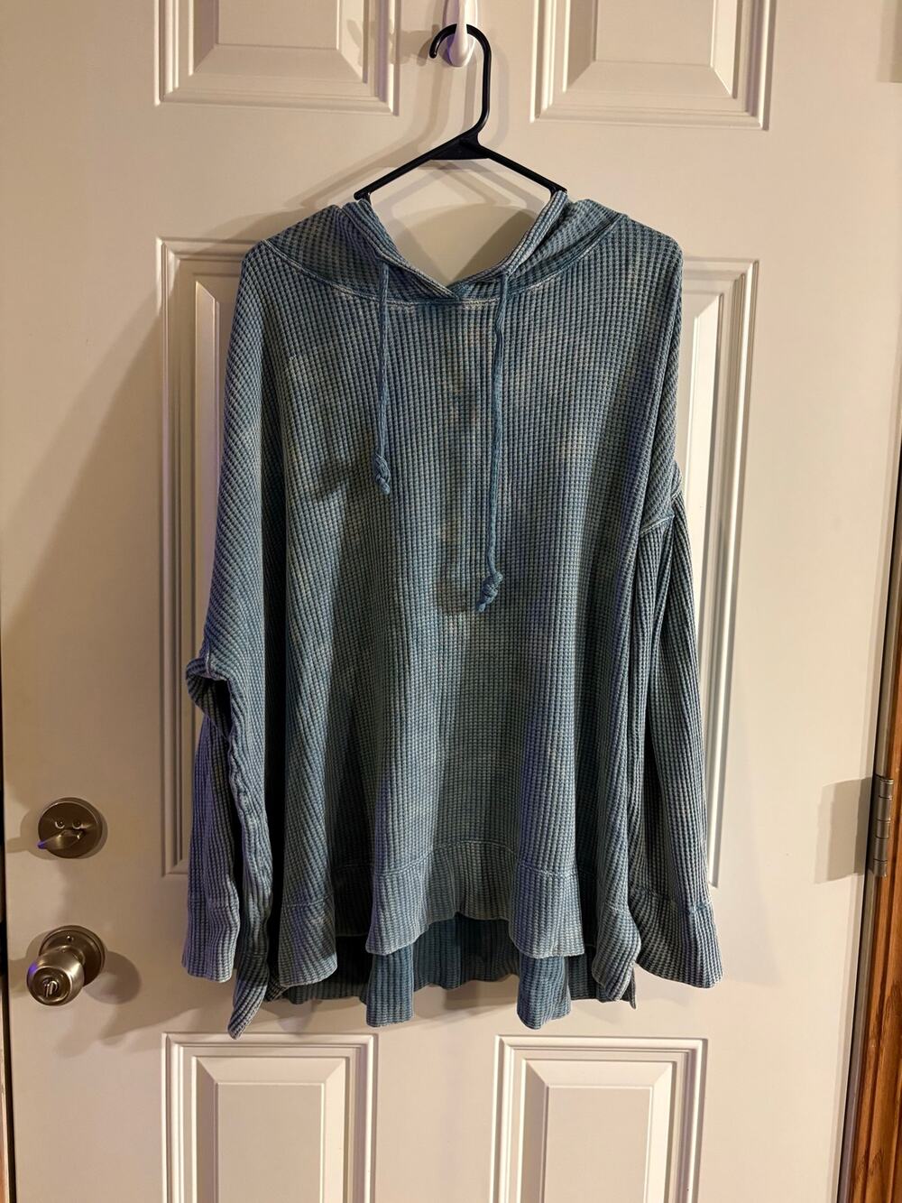 Coldwater Creek 1X Acid Wash Waffle Knit Hoodie Size 1X